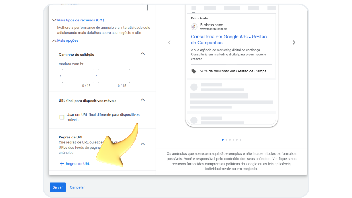 Ícone representando as Regras de URL na campanha Performance Max do Google Ads