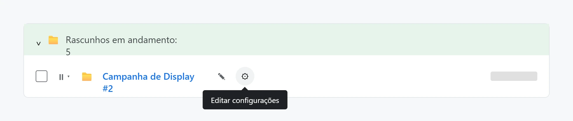 Clique na engrenagem para acessar as configurações.